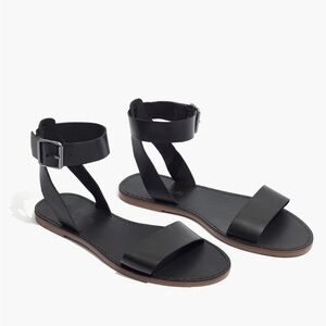 Madewell The Boardwalk Ankle-Strap Sandal In Black Leather